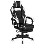 sedia da gioco reclinabile con poggiapiedi scorrevole, nero/bianco
