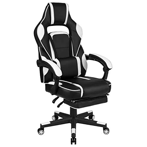 sedia da gioco reclinabile con poggiapiedi scorrevole, nero/bianco