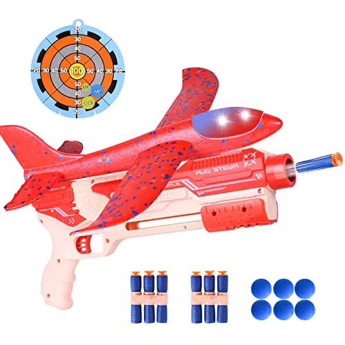 FORMIZON 5 in 1 Aeroplani Giocattolo con Pistola Catapulta, Rosso