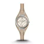 Fossil Orologio da Donna Carlie a 3 Lancette, Cassa in Acciaio 28 mm e Cinturino in Pelle, Beige