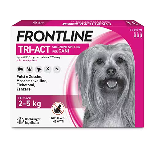 FRONTLINE Triact, 3 Pipette, Cane XS, Antiparassitario per Cani e Cuccioli di Lunga Durata
