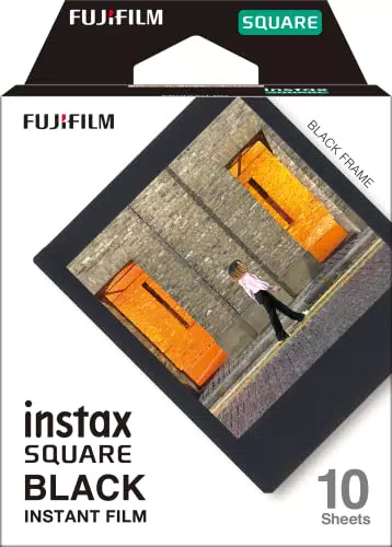 Fujifilm Instax Square Black Frame, Film Pellicola Istantanea, Confezione da 10 Foto, Bordo Nero