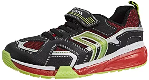 Geox J Bayonyc Boy A, Sneakers Bambini e ragazzi, Nero/Rosso