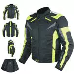 Giacca Tessuto Moto Protezioni CE Manica Staccabile Gilet Termico giallo fluo L