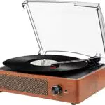 Giradischi Bluetooth Portatile a Tre Velocità, Vintage Vinile Giradischi con Altoparlanti Stereo Integrati