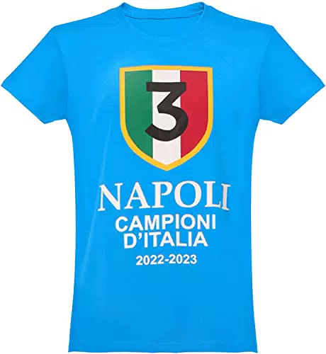 Gloria Kaos T-Shirt Maglietta Napoli Campioni d'Italia 2023 Maglia Terzo Scudetto, L