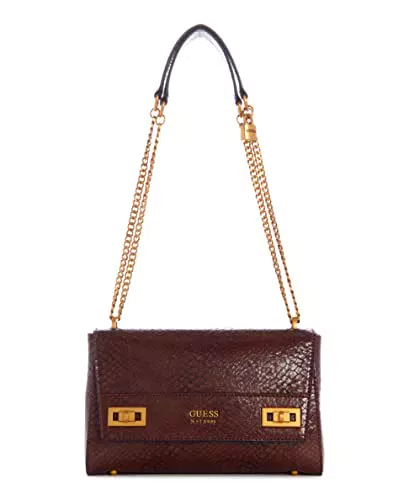 Guess Katey Flap, Borsa a Tracolla con Patella Donna, Marrone Cioccolato