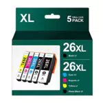 HALLOLUX 26XL Confezione da 5 Compatibili Cartucce per Epson 26 26XL Multipack per Expression Premium XP-510 XP-520 XP-600 XP-610 XP-615 XP-620 XP-700 XP-720 XP-800