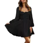 HANXIULIN Abito da donna estivo, casual, con scollo a V, Nero