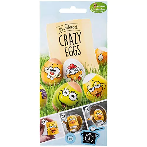 Heitmann Eierfarben - Banderole Crazy Eggs decorazione uova in 4 motivi