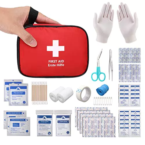 HONYAO Kit di Pronto Soccorso Portatile 90 Pezzi, Mini Kit Primo Soccorso