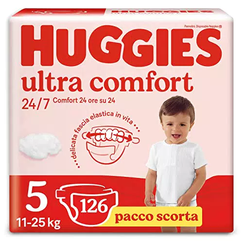 Huggies Pannolini Ultra Comfort, Taglia 5, Confezione da 126 Pannolini