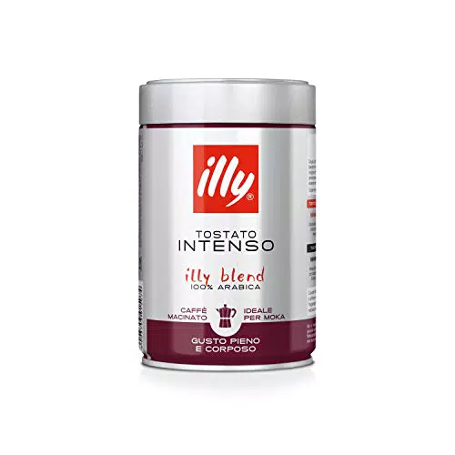 illy Caffè macinato per moka Tostato INTENSO, 250 grammi