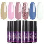 Inagla Smalto Semipermanente Smalto per Unghie in Gel UV LED 6pcs Kit Manicure Semipermanente Soak off 5ml de - Set smalti semipermanenti per unghie - stagione dei fiori di ciliegio