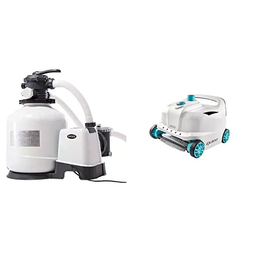 Intex 26652 Pompa A Sabbia, Bianco & Pulitore automatico per piscina