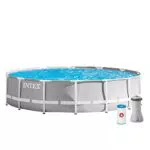 Intex 26724 Piscina Prisma Frame 457X107 Cm Con Pompa Filtro, Scaletta Doppia, Telo Base E Copertura
