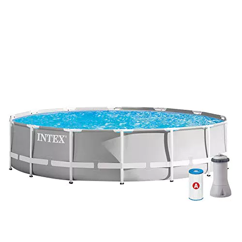 Intex 26724 Piscina Prisma Frame 457X107 Cm Con Pompa Filtro, Scaletta Doppia, Telo Base E Copertura