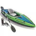 Intex Challenger K1 Kayak 1 Man Inflatable Canoe with Aluminum Oars and Hand Pump