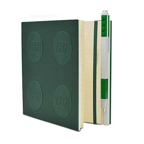 Iqhk LEGO cancelleria - Quaderno con chiusura a incastro e penna gel - verde