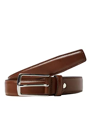 JACK & JONES Cintura in pelle, Marrone, taglia 4, uomo
