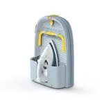 Joseph Joseph Pocket - Asse da stiro da tavolo pieghevole salvaspazio con copriasse in cotone e porta ferro da stiro integrato, Grigio/Giallo