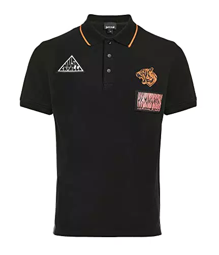 Just Cavalli Polo Maglia di Tuta, 900 Black
