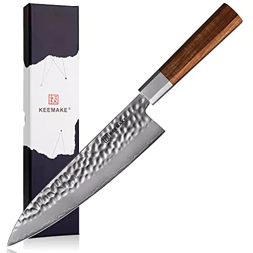 KEEMAKE Coltelli da Cucina Professionali 20 cm, Coltello Cucina Giapponese in Acciaio Inossidabile ad alto Tenore di Carbonio