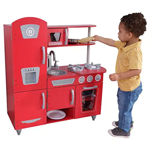 Kidkraft 53173 Cucina Giocattolo in Legno per Bambini Vintage con Telefonino Incluso, Rosso