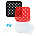 Kikuo Cuscinetti per Friggitrice ad aria Quadrati, 2 pezzi, Rosso e Nero
