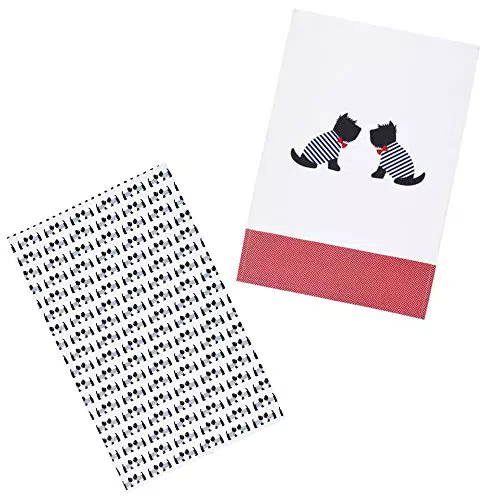 KitchenCraft “Westie” 2 Strofinacci in 100% Cotone Stampato Tema Cane