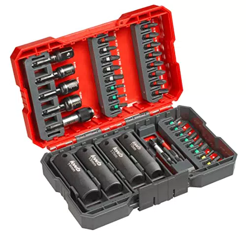 kwb 109020 Set di bit da 35 pezzi con porta bit e bussole resistenti agli urti