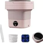 Lavatrice portatile Mini lavatrice pieghevole con centrifuga, rosa