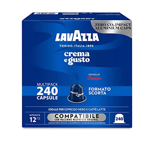 Lavazza, Crema e Gusto Classico, 240 Capsule in Alluminio Compatibili con Macchine Nespresso* Original