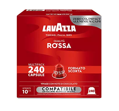 Lavazza, Qualità Rossa, 240 Capsule di Caffè in Alluminio Compatibili con Macchine Nespresso* Original