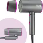 LEBENLANG Asciugacapelli Ion professionale pieghevole piccolo - Asciugacapelli da viaggio in grigio-pink