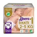 Libero, Pannolini Touch Open per Bambini, 132 Pannolini Taglia 1 per Bambini da 2-5 Kg