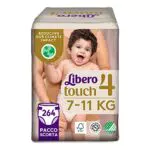 Libero, Pannolini Touch Open per Bambini, 264 Pannolini Taglia 4 per Bambini da 7-11 Kg
