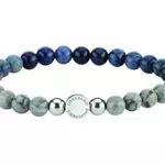 Liebeskind Berlin Bracciale da donna con logo in acciaio inox, grigio/blu