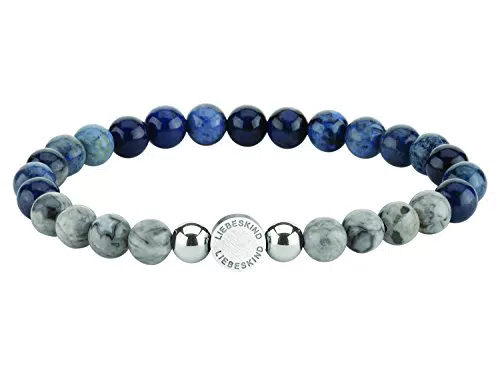 Liebeskind Berlin Bracciale da donna con logo in acciaio inox, grigio/blu