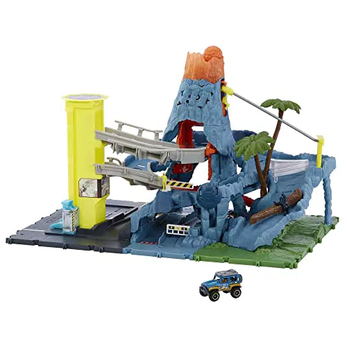 Matchbox - Fuga dal Vulcano Playset, include 1 veicolo Matchbox