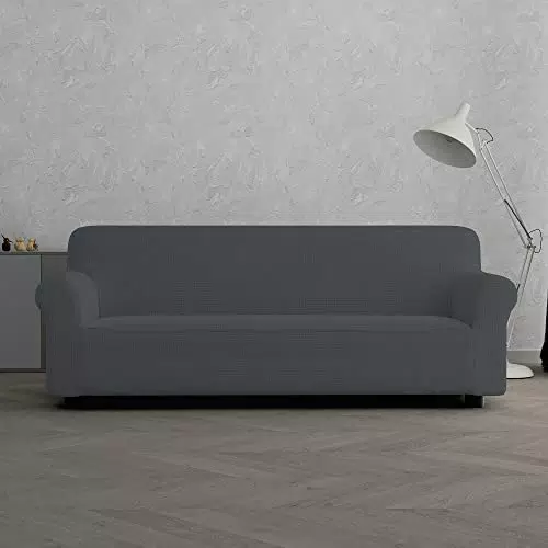 MB Home Basic Iris Copridivano Elastico, Grigio, 3 Posti, da 190 a 215 cm