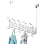 mDesign Appendiabiti da porta in metallo in stile vintage 10 ganci, argento
