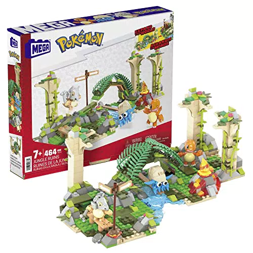 MEGA Pokémon Rovine Abbandonate nella Giungla, Set di Costruzioni con 464 Mattoncini e Pezzi Compatibili per Collegarlo ad Altri Mondi