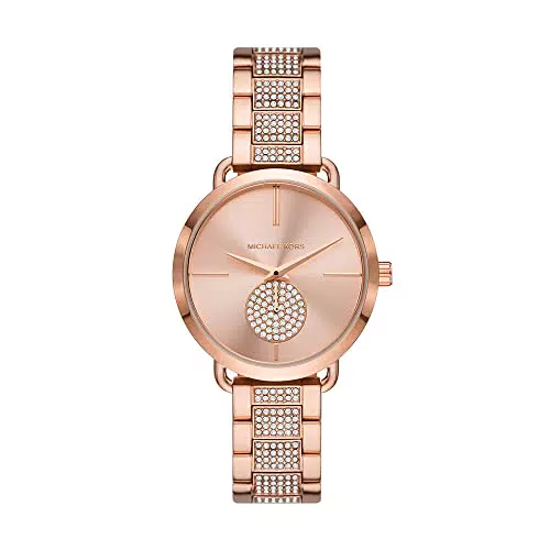 Michael Kors Portia, Orologio da Donna a tre Sfere in Acciaio, Oro Rosa, MK4598