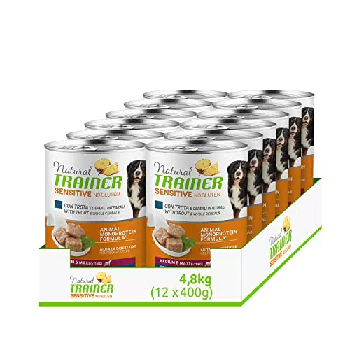 Natural Trainer Sensitive No Gluten Mangime umido per Cani Adulti con Trota - 12 x 400gr - 4