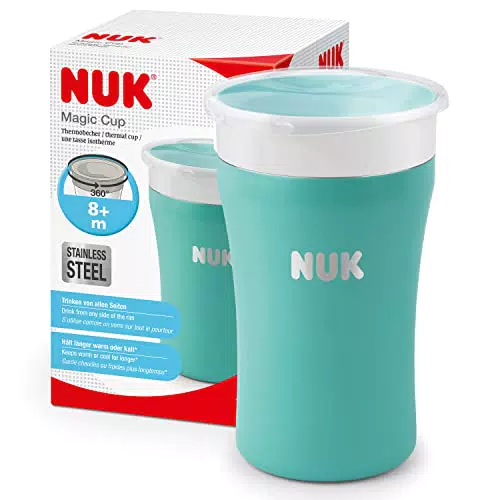 NUK Magic Cup tazza biberon in acciaio inossidabile, ermertico, azzurro