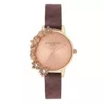 Olivia Burton Orologio Analogico al Quarzo da Donna con Cinturino in Pelle Bordeaux - Ob16Cb21