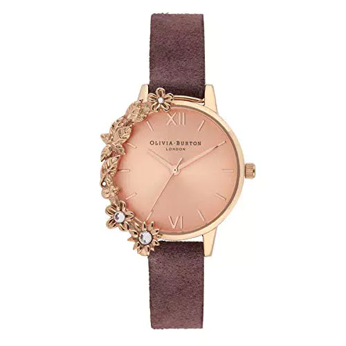 Olivia Burton Orologio Analogico al Quarzo da Donna con Cinturino in Pelle Bordeaux - Ob16Cb21