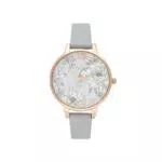 Olivia Burton Orologio Analogico al Quarzo da Donna con Cinturino in Pelle Eco-Compatibile Grigio
