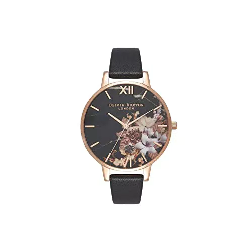 Olivia Burton Orologio Analogico al Quarzo da Donna con Cinturino in Pelle Nero - Ob16Cs01